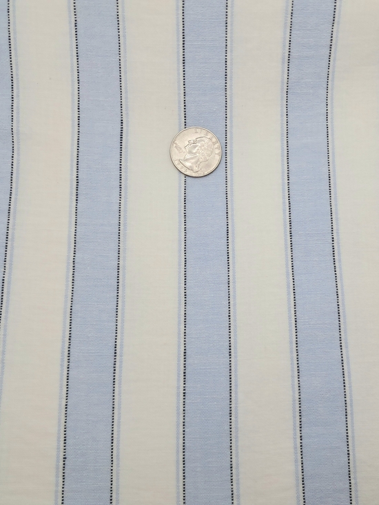 Vintage Other - Vintage Woven Cotton Blue & White Striped Fabric Pin-Dot Accents Sewing Apparel